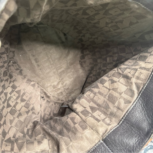 FURLA Shoulder Bag  Brown & Orange Leather  Side Zippers Large Tote Straps - Picture 11 of 15